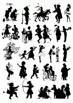 People Silhouette 33 Style Vector Pack Art, Free Vectors File