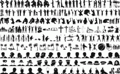 People Silhouettes Set of 200 Ideas Free Vector, Free Vectors File