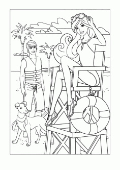 Barbie Doll And Ken At The Beach Tracing PDF, Free Vectors File