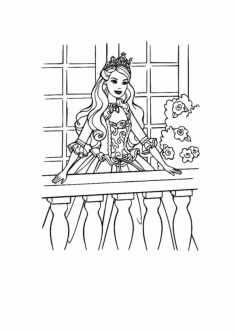 Barbie Doll At Balcony Kids Coloring Pages PDF, Free Vectors File