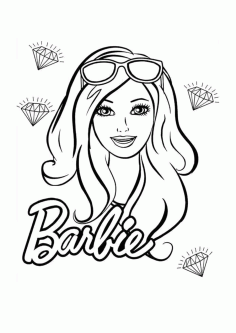 Barbie Doll Face With Diamonds Around It Coloring PDF, Free Vectors File