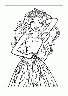 Barbie Doll In A Pretty Dress Tracing PDF, Free Vectors File