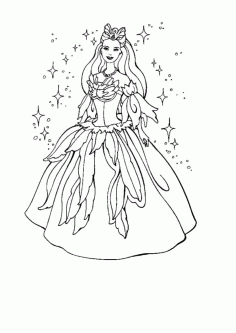 Barbie Doll In Beautiful Dress Tracing PDF, Free Vectors File