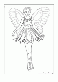 Barbie Doll Mariposa The Fairy Coloring PDF, Free Vectors File