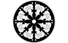 Round Floral Design Free DXF File, Free Vectors File