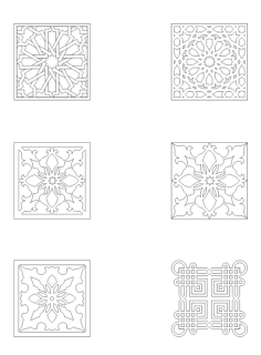 Collection Of Square Ornaments Free DXF File, Free Vectors File