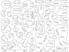 Buffalo 3D Puzzle Free DXF File, Free Vectors File