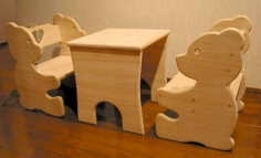 Bear Chair And Table Set For Kids Free DXF File, Free Vectors File