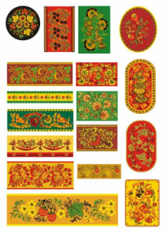Khokhloma Russian Patterns Free Vector, Free Vectors File