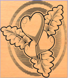 сердечки листочки Free DXF File, Free Vectors File