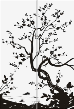 Tree Scenery Sandblast Pattern Free Vector, Free Vectors File