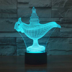 3D Alladdin Lamp Free DXF File, Free Vectors File