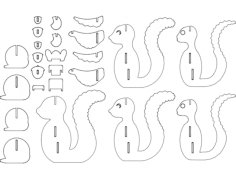 Ardilla 3D Puzzle Free DXF File, Free Vectors File