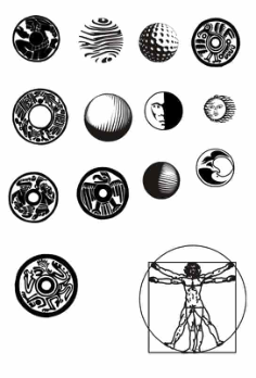 Round Pattern Circular Ornament Elements Free Vector, Free Vectors File