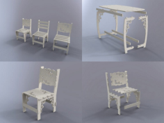 Table And Chair Flat Free DXF File, Free Vectors File
