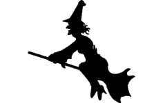 Flying Witch Silhouette Free DXF File, Free Vectors File