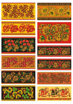 Russian Khokhloma Pattern Seamless Set Free Vector, Free Vectors File