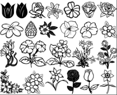 Flowers And Roses Vectors Free DXF File, Free Vectors File
