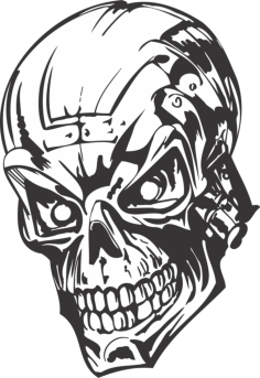 Human Evil Skull Free DXF File, Free Vectors File