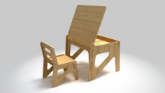 Kid Desk Table Chair Free DXF File, Free Vectors File