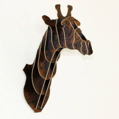Laser Cut Giraffe Wooden Animal Head Free DXF File, Free Vectors File