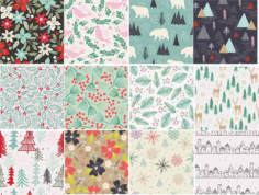 Winter Patterns Set Free Vector, Free Vectors File