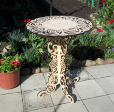 Round Plywood Table Free DXF File, Free Vectors File