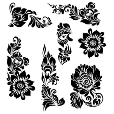 Black Ornaments Floral Vector Illustration Free DXF File, Free Vectors File