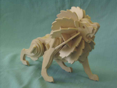 Lion 3D Puzzle Free DXF File, Free Vectors File