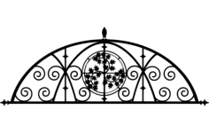 Ironwork Semi Floral Design Free DXF File, Free Vectors File