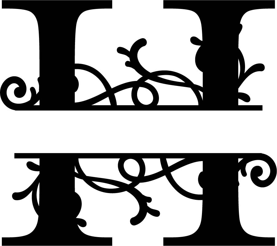 Split Monogram Letter H Free DXF File Free Vectors