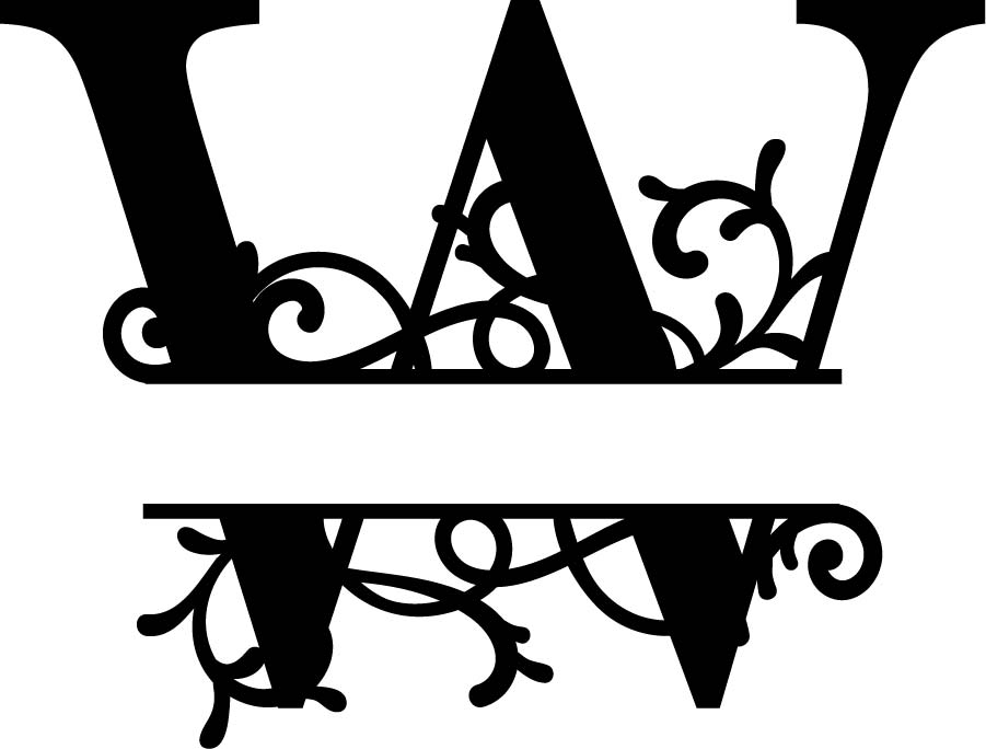 Split Monogram Letter W Free DXF File Free Vectors