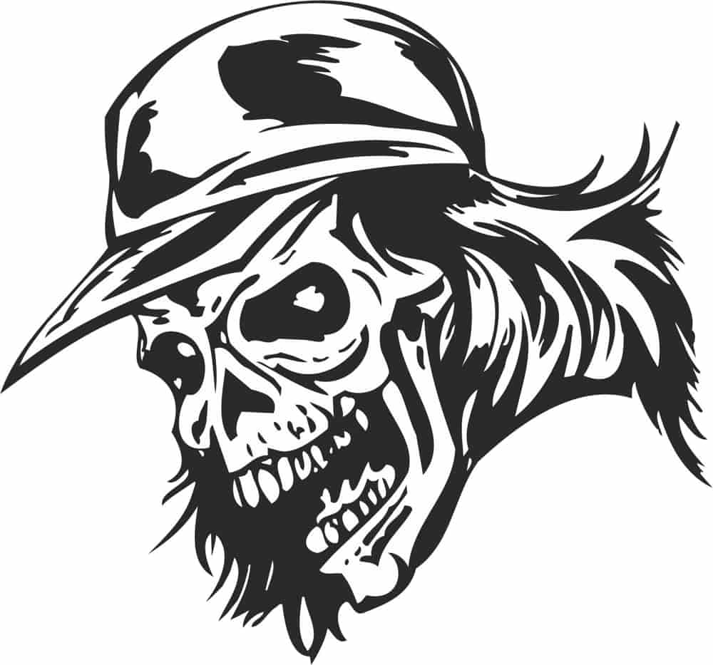 Horror Skull with Cap Sticker Free Vector Free Vectors
