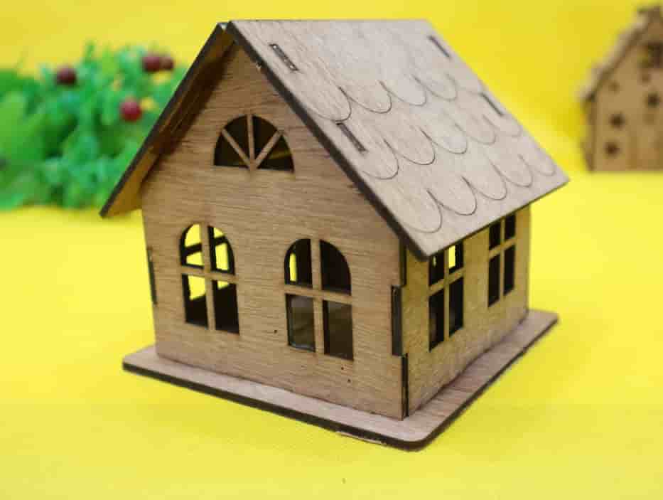 DIY 3D Wooden House Lamp 3mm Free Vector Free Vectors