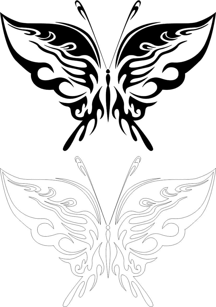 Butterfly Sticker Sketch Free Vector Free Vectors