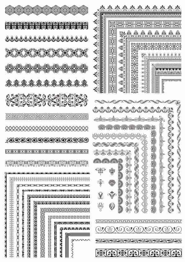 Floral Border and Frame Set Free Vector Free Vectors