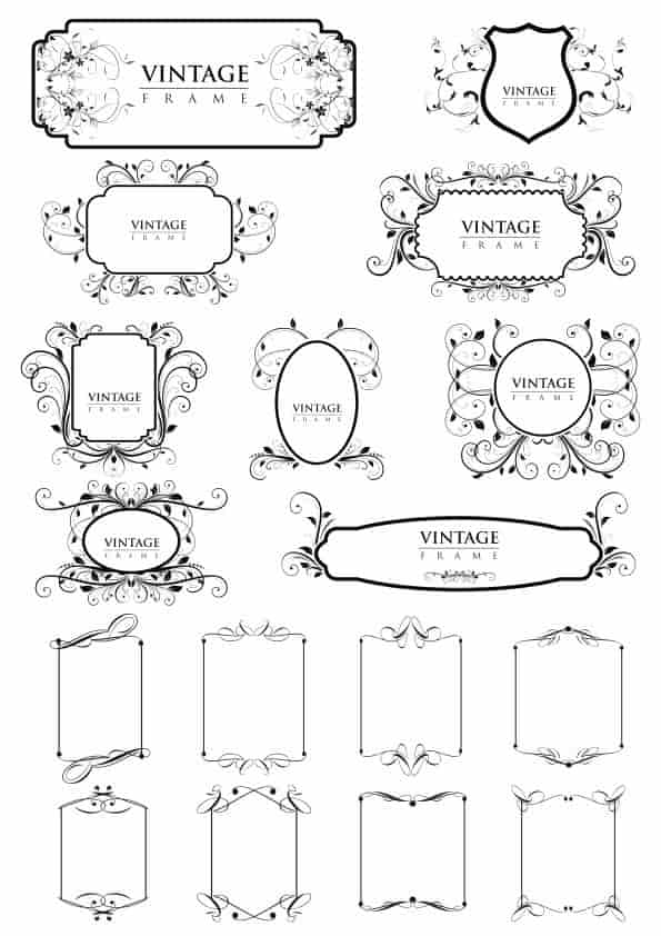 Vintage Frame Border Swirl Designs Free Vector Free Vectors