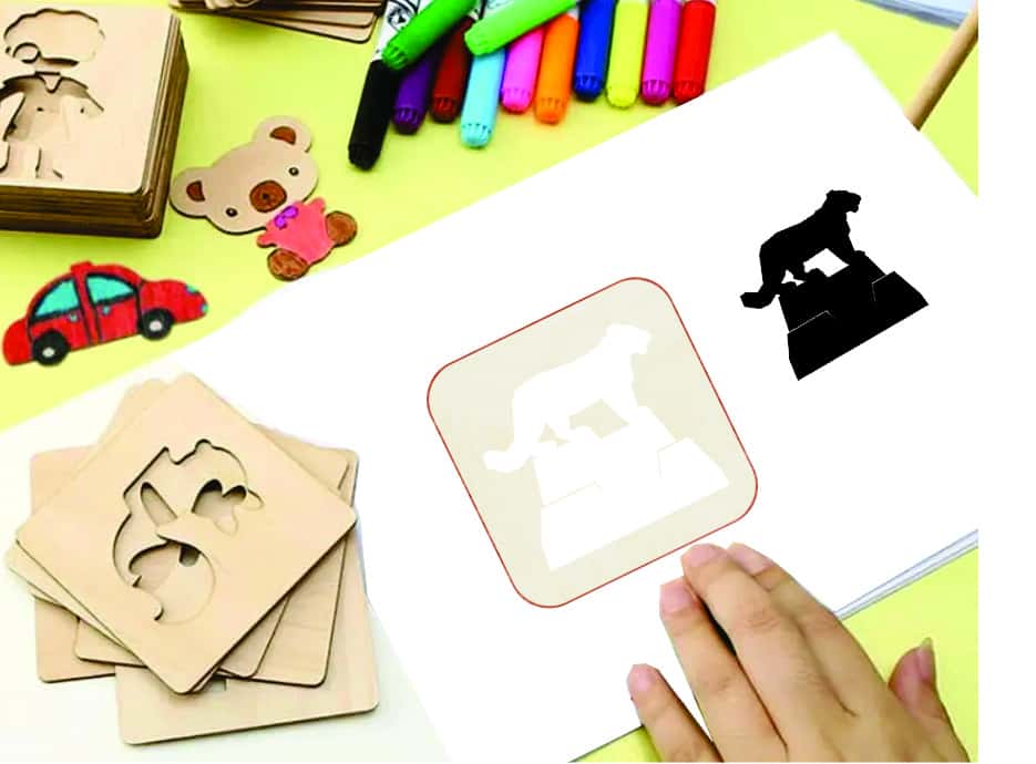 Lion Drawing Wooden Stencil Toy Free Vector Free Vectors