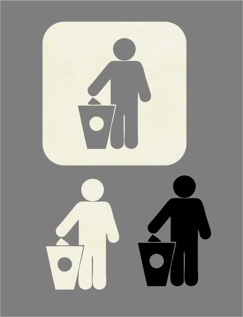 Kids Use of Dustbin Sticker Toys Free Vector Free Vectors