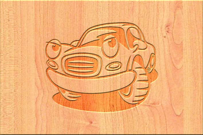 Car Wooden Engraved Shape Free Vector Free Vectors