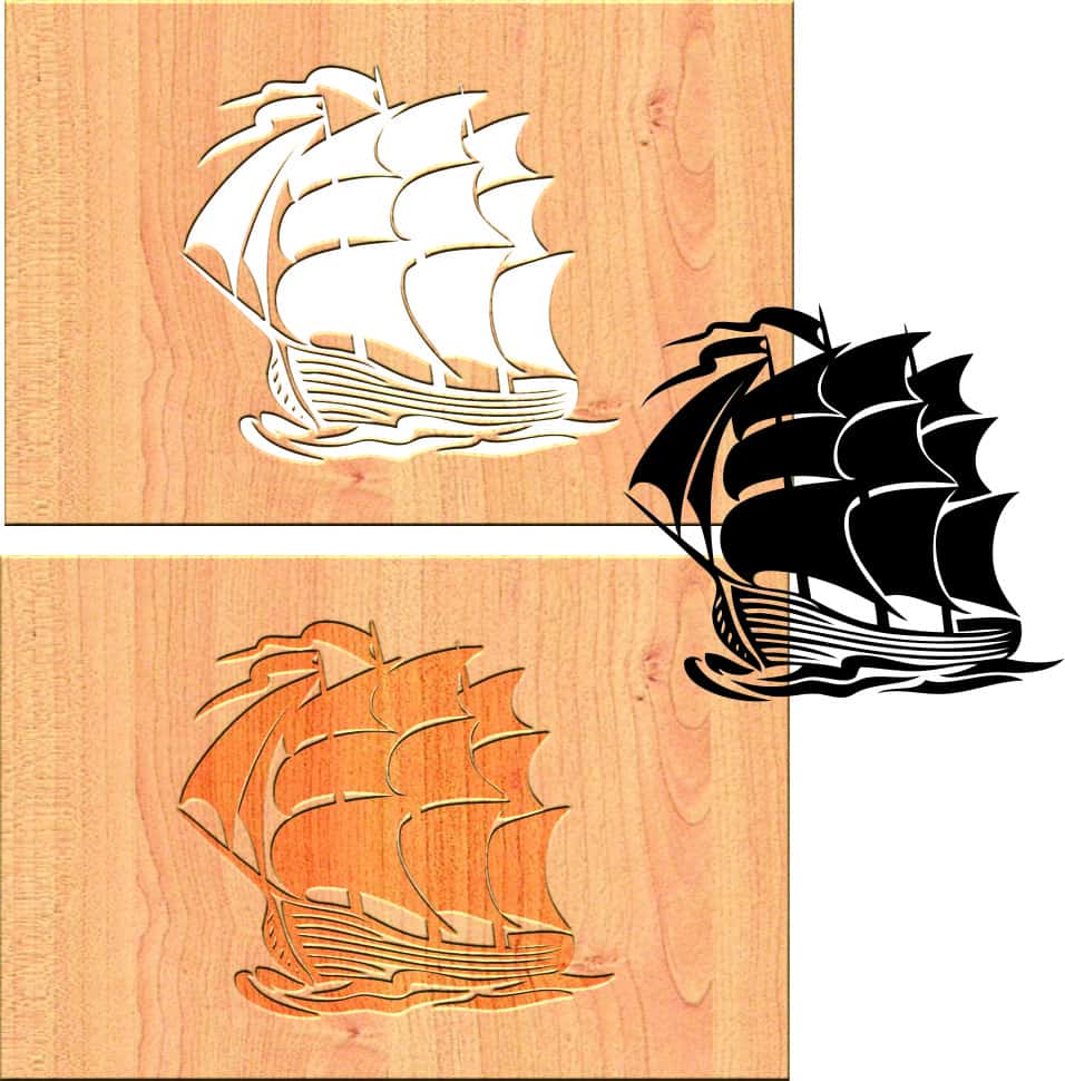 Unfinished Ship Wooden Engraved Shape Free Vector Free Vectors