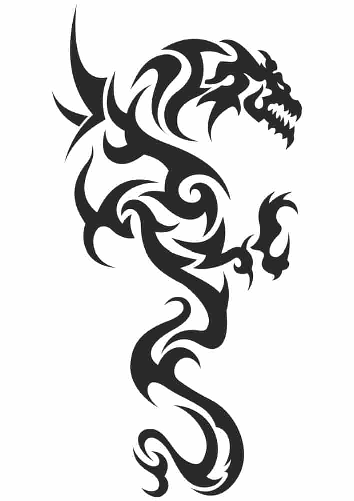 Black and white Tattoo Dragon Free Vector Free Vectors