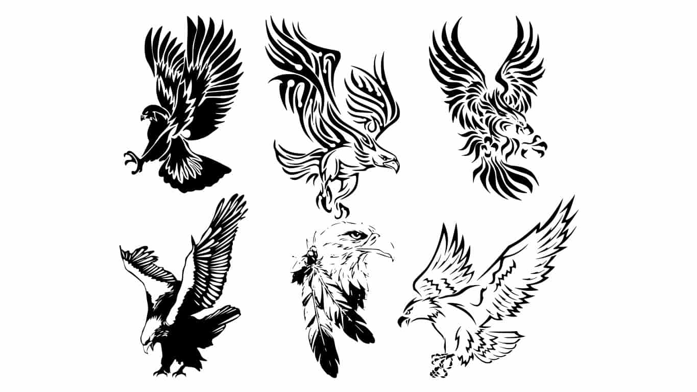 Tribal Eagle Tattoos Vector Pack Free Vectors