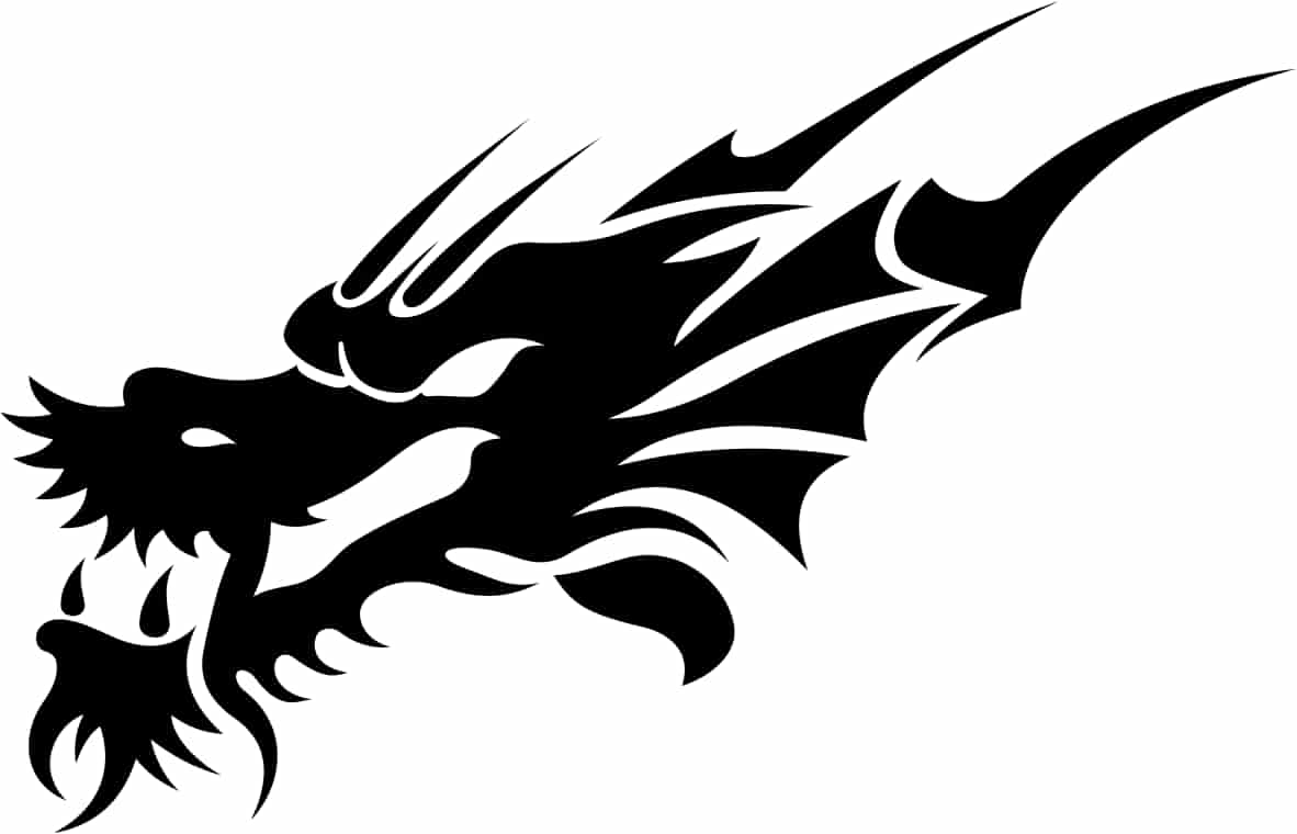 Tribal Dragon Silhouette Tattoo Design Free Vector Free Vectors