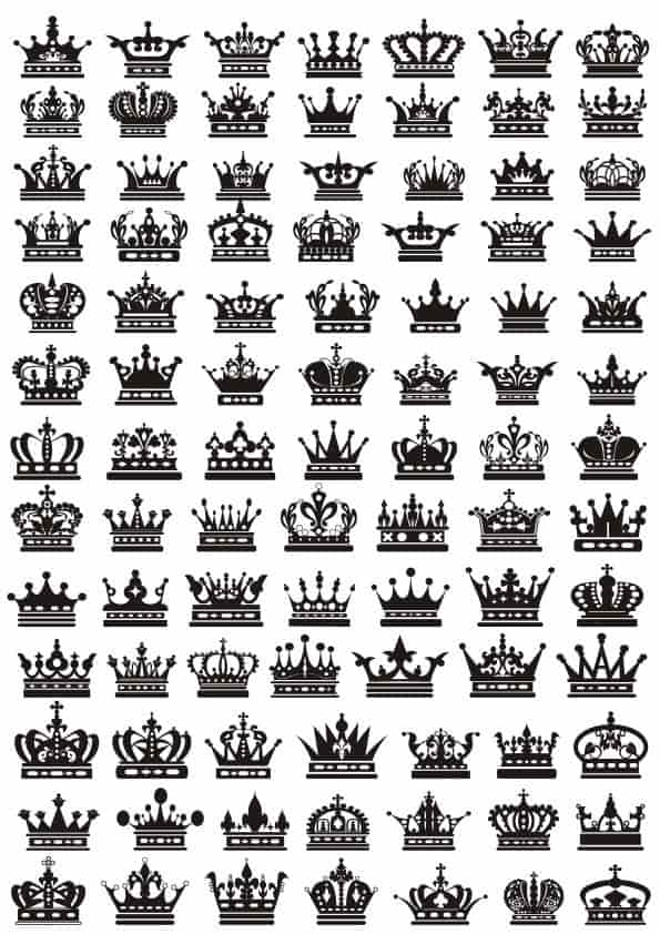 Crowns Silhouette Sticker Set Free Vector Free Vectors