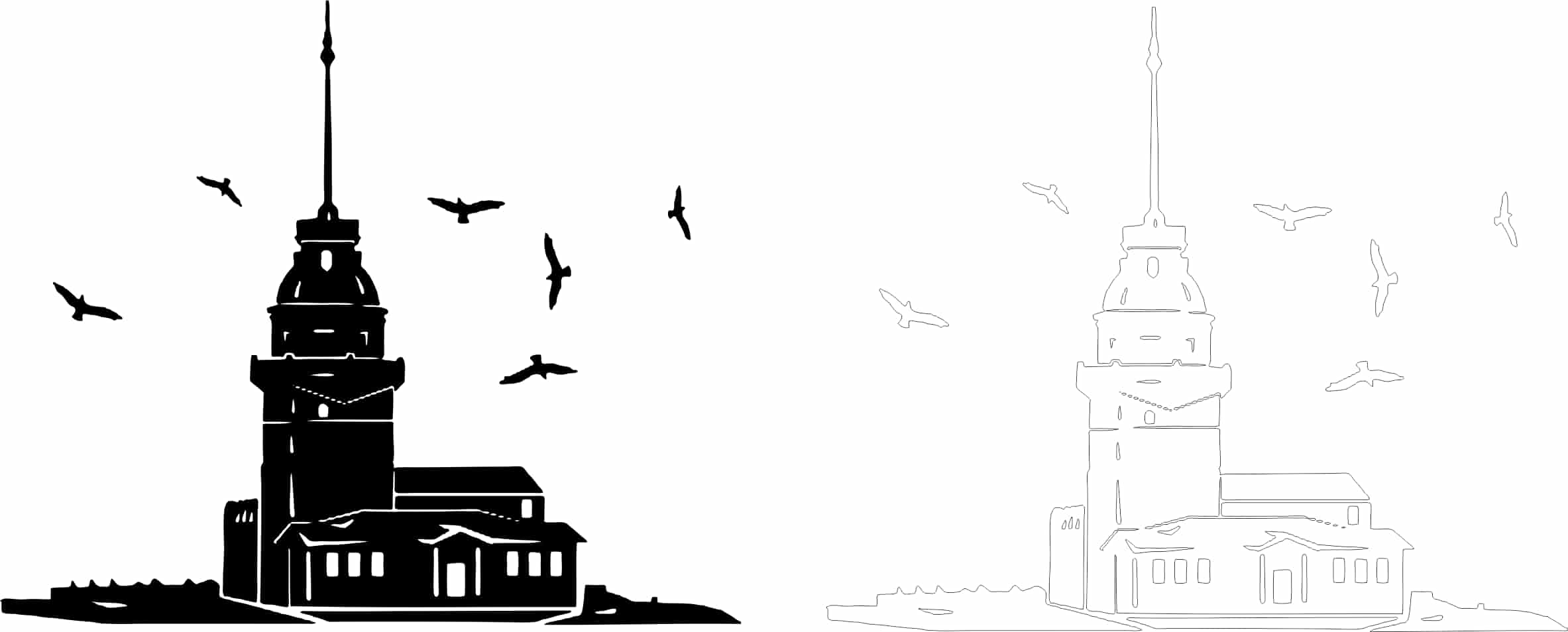 Maidens Tower Kız Kulesi Silhouette Free Vector Free Vectors