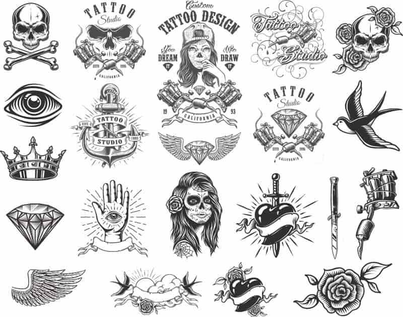 Skull Tattoo Compositions Pack Free Vector Free Vectors