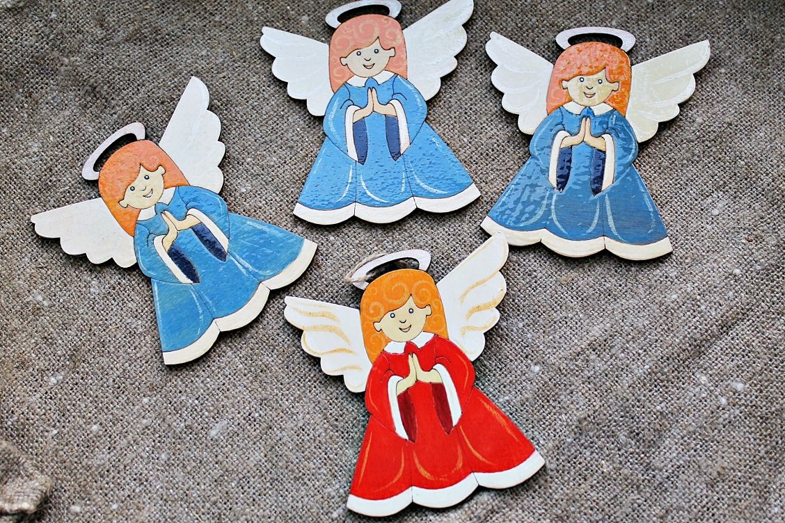 Laser Cut Angels Christmas Decoration Wood Cutout Free Vector Free Vectors