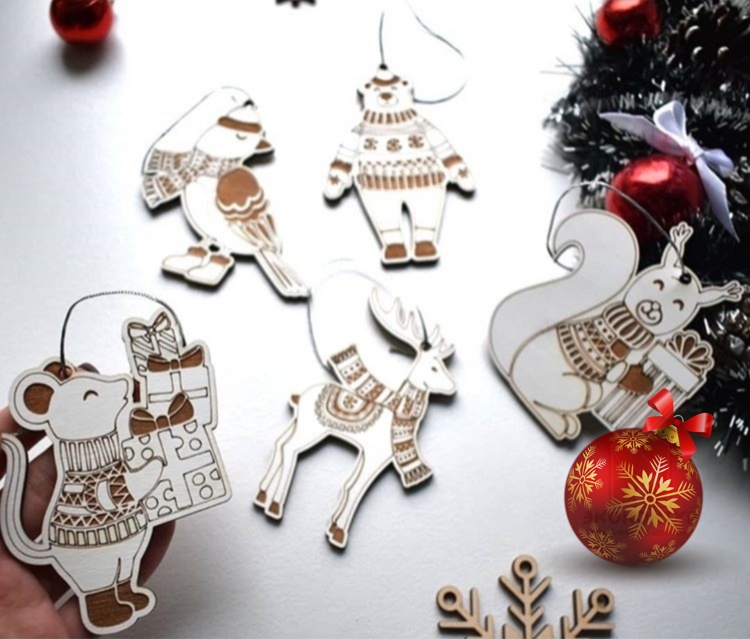 Laser Cut Animal Christmas Ornaments Free Vector Free Vectors