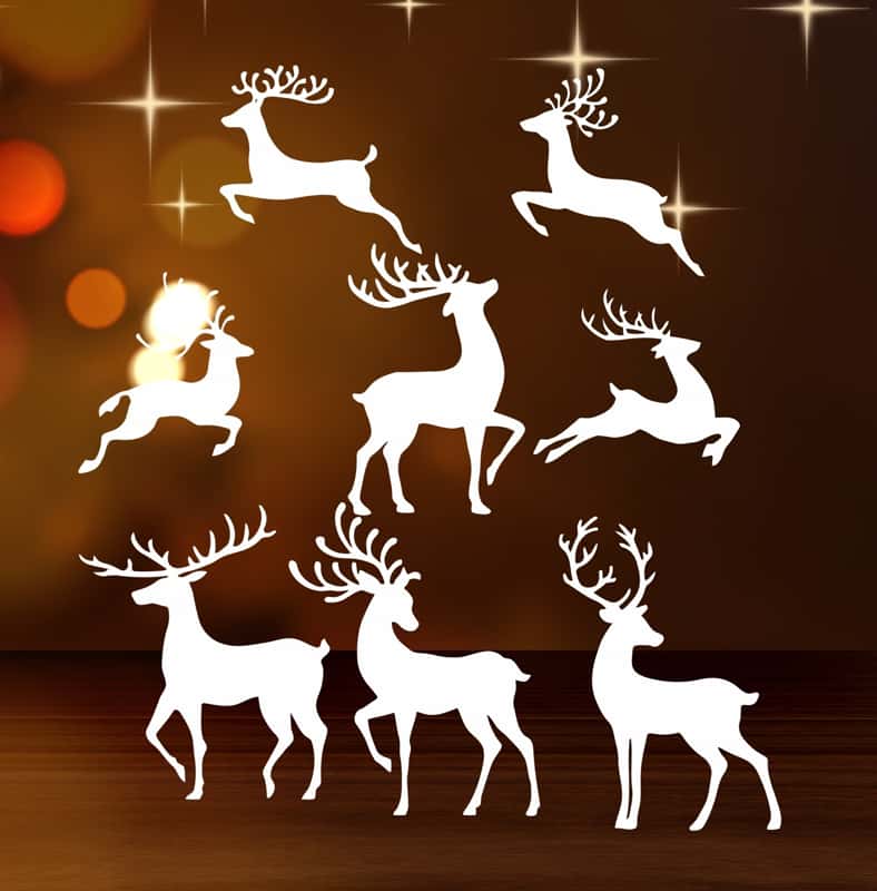 Laser Cut Christmas Reindeer Sticker Pack Free Vector Free Vectors